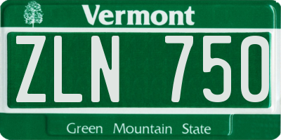 VT license plate ZLN750