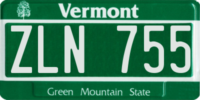 VT license plate ZLN755