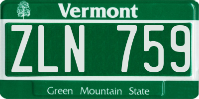 VT license plate ZLN759