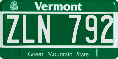 VT license plate ZLN792