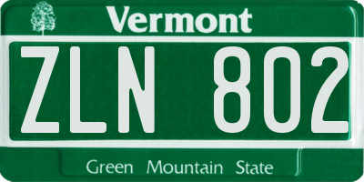 VT license plate ZLN802