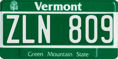 VT license plate ZLN809