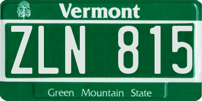 VT license plate ZLN815
