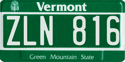 VT license plate ZLN816