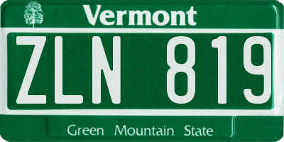 VT license plate ZLN819