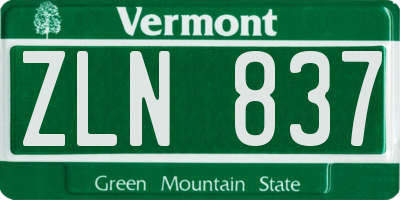 VT license plate ZLN837