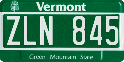 VT license plate ZLN845