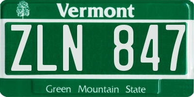 VT license plate ZLN847