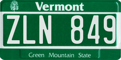 VT license plate ZLN849