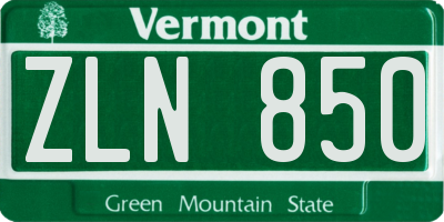 VT license plate ZLN850
