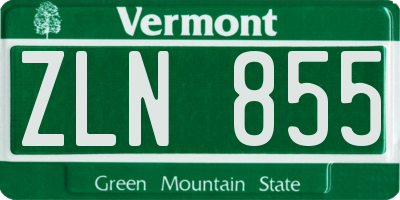 VT license plate ZLN855