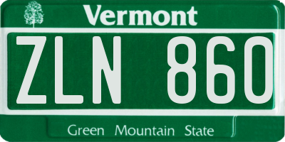 VT license plate ZLN860