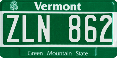 VT license plate ZLN862