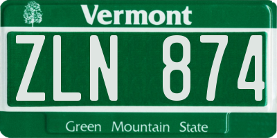 VT license plate ZLN874