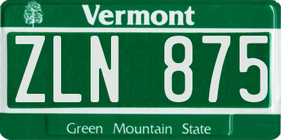 VT license plate ZLN875