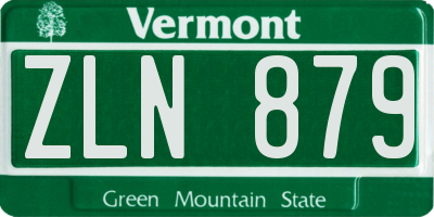 VT license plate ZLN879