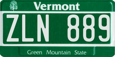 VT license plate ZLN889