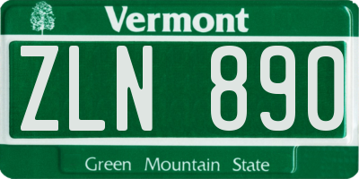 VT license plate ZLN890