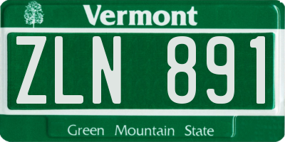 VT license plate ZLN891