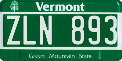 VT license plate ZLN893