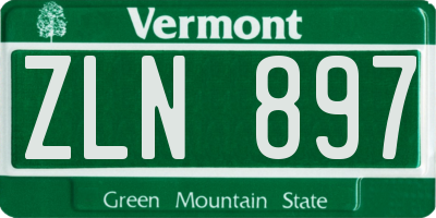 VT license plate ZLN897