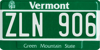 VT license plate ZLN906