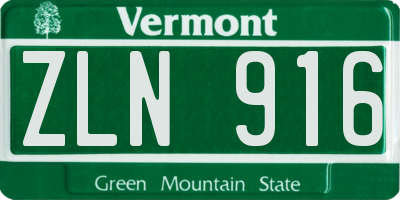 VT license plate ZLN916