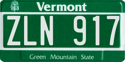 VT license plate ZLN917