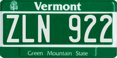 VT license plate ZLN922