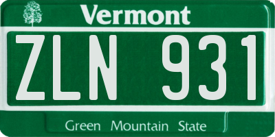 VT license plate ZLN931