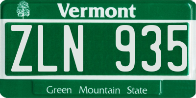 VT license plate ZLN935