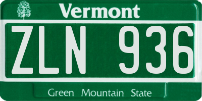 VT license plate ZLN936
