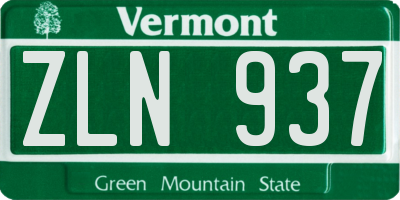 VT license plate ZLN937