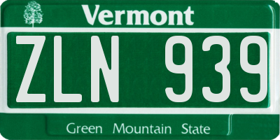 VT license plate ZLN939