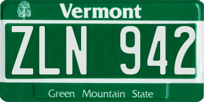 VT license plate ZLN942