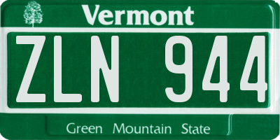 VT license plate ZLN944