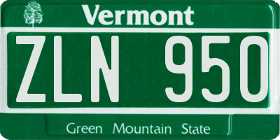 VT license plate ZLN950