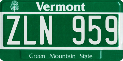VT license plate ZLN959