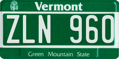 VT license plate ZLN960
