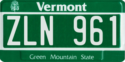 VT license plate ZLN961