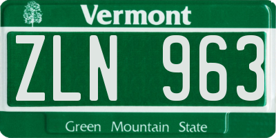 VT license plate ZLN963
