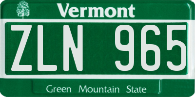 VT license plate ZLN965