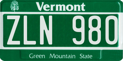 VT license plate ZLN980