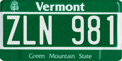 VT license plate ZLN981
