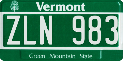 VT license plate ZLN983