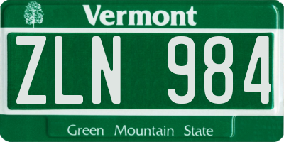 VT license plate ZLN984