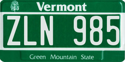 VT license plate ZLN985