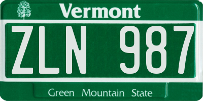 VT license plate ZLN987