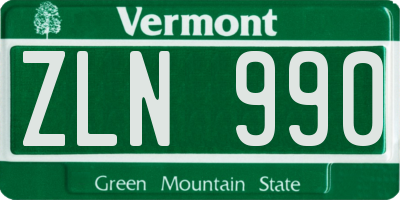 VT license plate ZLN990