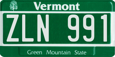 VT license plate ZLN991